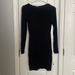 Black bodycon dress with slit in front